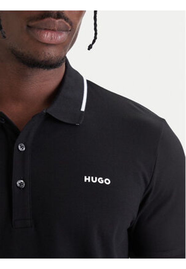 Hugo - HUGO Polo Dinoso222 50467344 Czarny Slim Fit. Typ kołnierza: polo. Kolor: czarny. Materiał: bawełna