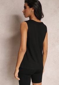 Renee - Czarny Top z Gładkiej Tkaniny Kamena. Okazja: na co dzień. Kolor: czarny. Materiał: tkanina. Wzór: gładki. Styl: klasyczny, casual #3