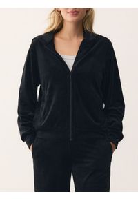 Reserved - Welurowa bluza z kapturem - czarny. Typ kołnierza: kaptur. Kolor: czarny. Materiał: welur