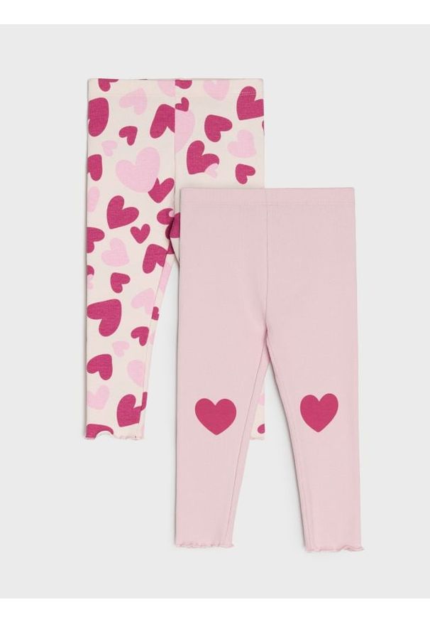 Sinsay - Prążkowane legginsy 2 pack - różowy. Kolor: różowy. Materiał: prążkowany