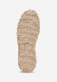 Born2be - Beżowe Sneakersy Vices na Grubej Tłoczonej Podeszwie z Perforacją Lealita. Okazja: na co dzień. Kolor: beżowy. Materiał: jeans. Szerokość cholewki: normalna #3