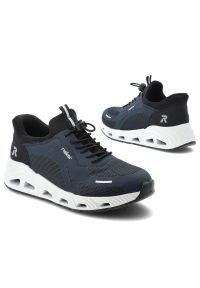 Sneakersy damskie Rieker, tekstylna cholewka z siateczkowymi panelami i sznurowaniem oraz wzmocnionym zapiętkiem, niebieskie, N5257-14. Okazja: na spacer, na co dzień. Kolor: niebieski. Materiał: materiał. Szerokość cholewki: normalna. Sport: turystyka piesza #8