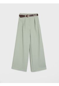 Sinsay - Spodnie wide leg z paskiem z domieszką wiskozy - niebieski. Kolor: niebieski