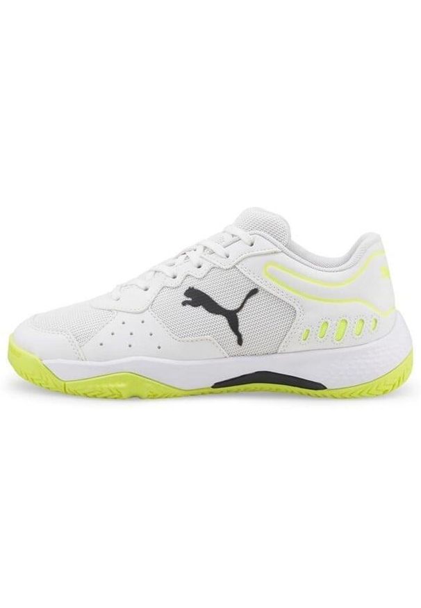 Buty do tenisa dla dzieci Puma Solarsmash Rct Allcourt. Zapięcie: sznurówki. Kolor: wielokolorowy. Materiał: syntetyk, materiał, tkanina. Szerokość cholewki: normalna. Sport: tenis