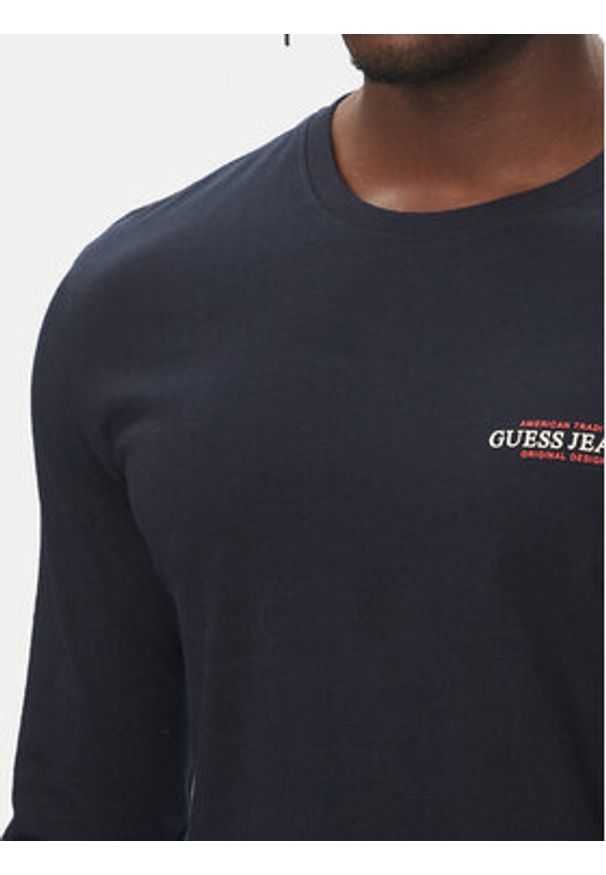 Guess Jeans Longsleeve M4YI54 K8HM0 Granatowy Regular Fit. Kolor: niebieski. Materiał: bawełna. Długość rękawa: długi rękaw