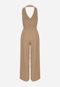 Born2be - Ciemnobeżowy Kombinezon Taliowany Ozdobiony Guzikami Niladwenna. Kolor: beżowy. Wzór: aplikacja. Styl: elegancki #7