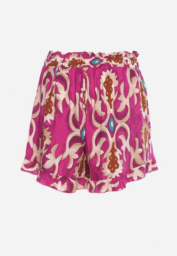 Born2be - Różowe Wiskozowe Szorty z Gumką w Pasie Tiamalise. Okazja: na co dzień. Kolor: różowy. Materiał: wiskoza. Styl: casual