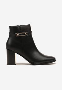 Born2be - Czarne Botki na Obcasie z Klamrą Latirra. Zapięcie: klamry. Kolor: czarny. Materiał: jeans. Obcas: na obcasie. Styl: klasyczny, elegancki. Wysokość obcasa: średni