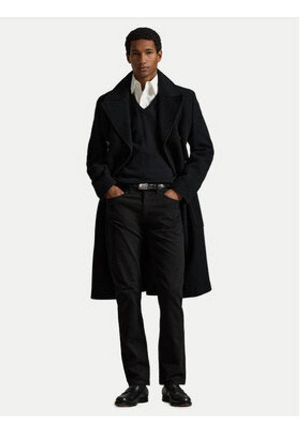 Polo Ralph Lauren Sweter Ls Sf Vn Pp 710670789003 Czarny Regular Fit. Typ kołnierza: polo. Kolor: czarny. Materiał: bawełna