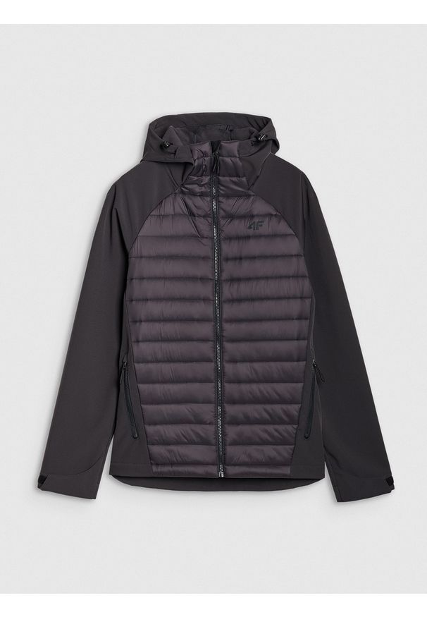 4f - 4F Kurtka softshell wiatroodporna membrana 5000 męska - szara 3XL. Typ kołnierza: kaptur. Kolor: szary. Materiał: softshell. Długość rękawa: raglanowy rękaw. Sport: wspinaczka