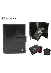 ROVICKY - Portfel skórzany Rovicky 22313L-RVT czarny. Kolor: czarny. Materiał: skóra
