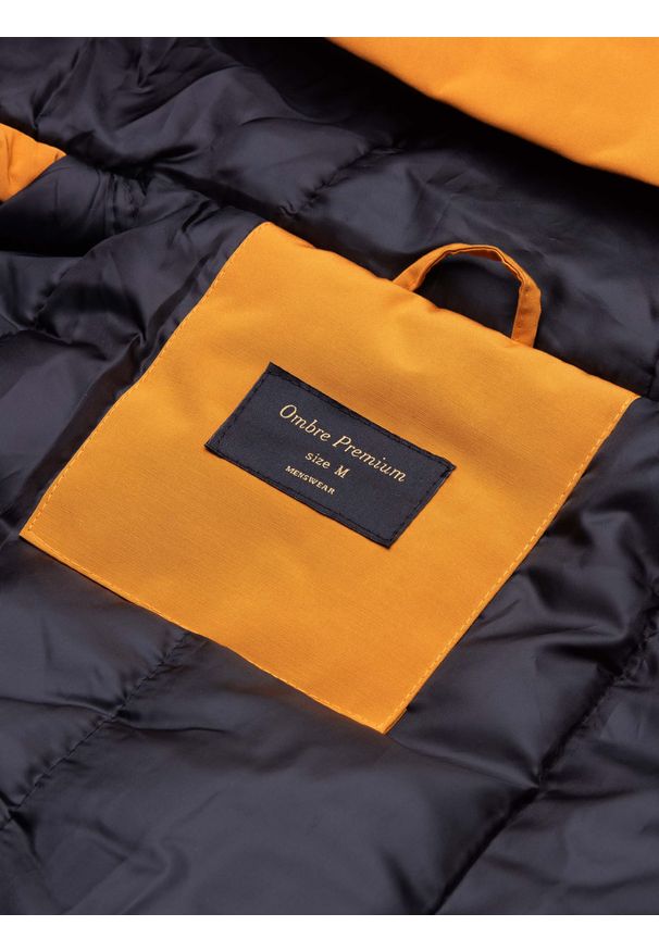 Żółta kurtka Ombre Clothing z aplikacjami, na zimę