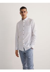 Reserved - Koszula regular fit - biały. Kolor: biały. Materiał: bawełna, tkanina