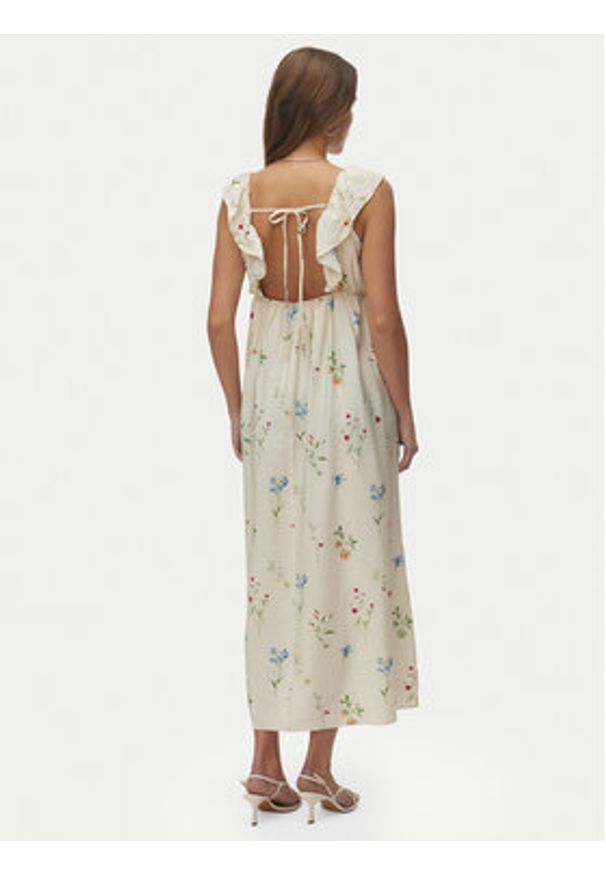 Vero Moda Sukienka letnia Josie 10324125 Beżowy Regular Fit. Kolor: beżowy. Materiał: wiskoza. Sezon: lato