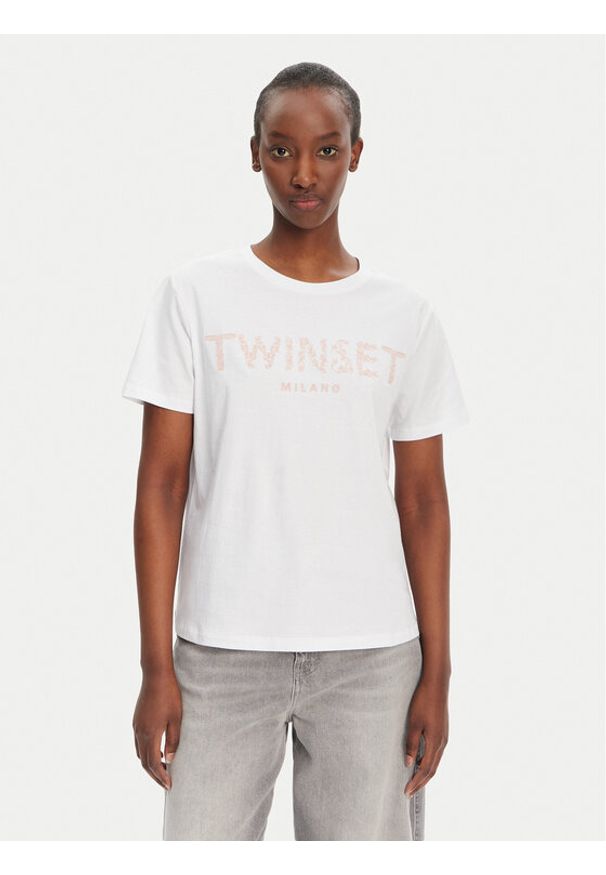 TwinSet - TWINSET T-Shirt 251TT2042 Biały Regular Fit. Kolor: biały. Materiał: bawełna