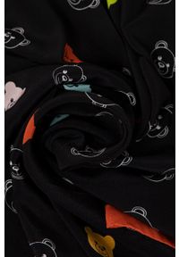 MOSCHINO - Moschino Apaszka jedwabna kolor czarny wzorzysta. Kolor: czarny. Materiał: jedwab