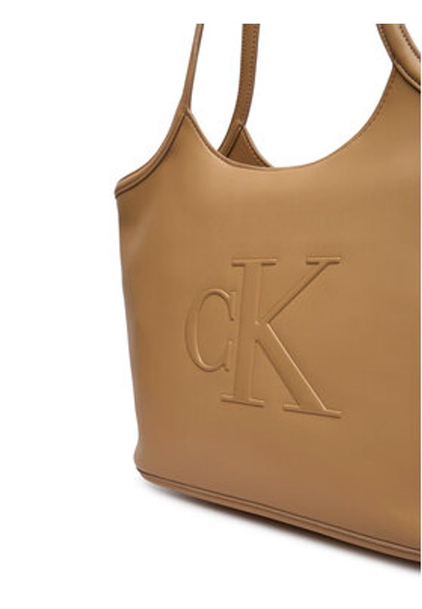 Calvin Klein Torebka Bold Ck LV04F3562G Beżowy. Kolor: beżowy. Materiał: skórzane
