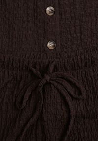 Born2be - Brązowy Letni Komplet Top Typu Kamizelka i Spodnie z Teksturowanej Tkaniny Echoviane. Kolor: brązowy. Materiał: tkanina #8