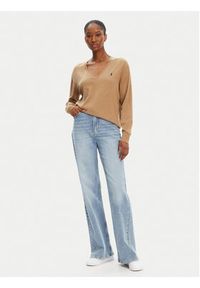 Polo Ralph Lauren Sweter 211972105003 Beżowy Straight Fit. Typ kołnierza: polo. Kolor: beżowy. Materiał: bawełna