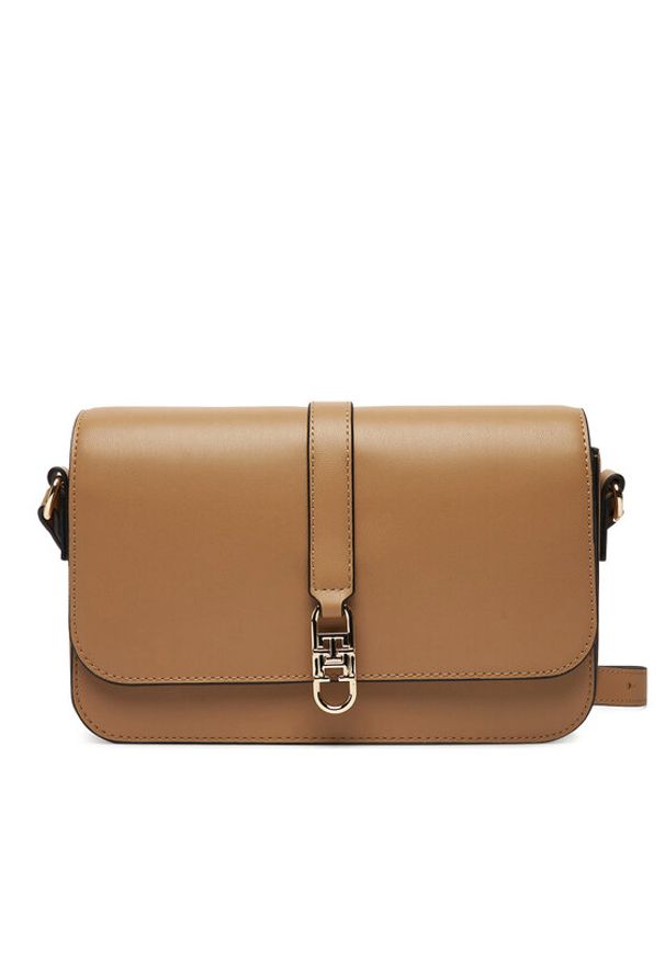TOMMY HILFIGER - Tommy Hilfiger Torebka Th Libre Flap Crossover AW0AW17723 Brązowy. Kolor: brązowy. Materiał: skórzane