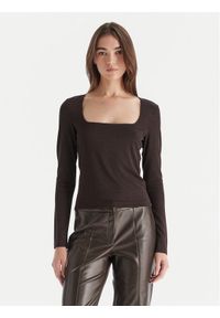 Vero Moda Bluzka Kanva 10336088 Brązowy Regular Fit. Kolor: brązowy. Materiał: syntetyk