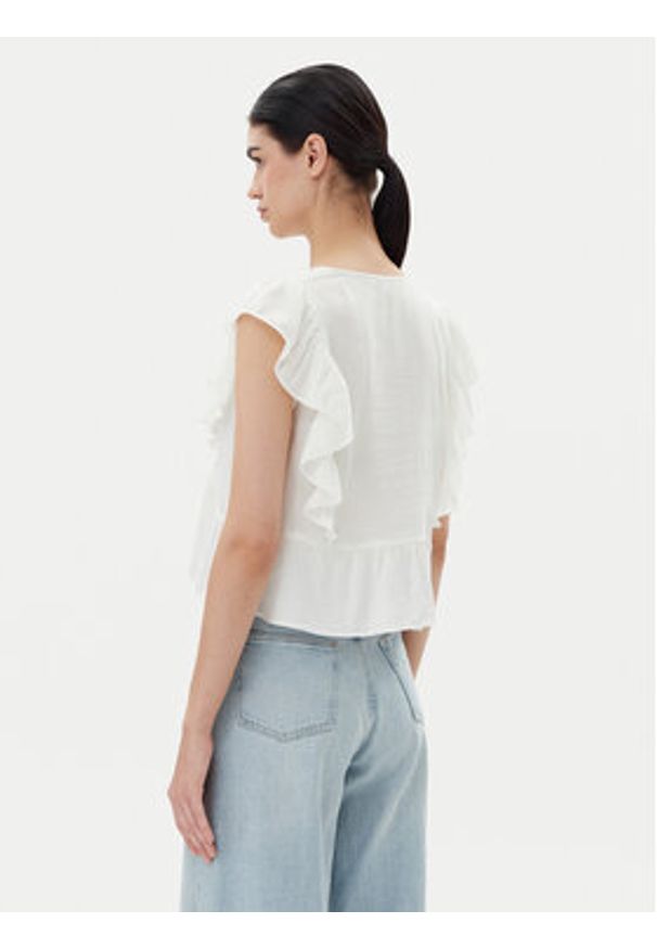 only - ONLY Bluzka Rian 15349090 Biały Regular Fit. Kolor: biały. Materiał: len, wiskoza