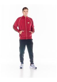 LEONE 1947 APPAREL - ZŁOTY męski dres ze stojącym kołnierzem i zamkiem błyskawicznym. Kolor: czerwony. Materiał: dresówka. Sport: fitness