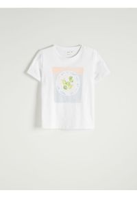 Reserved - T-shirt z nadrukiem - złamana biel. Materiał: bawełna. Wzór: nadruk