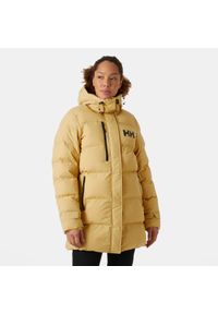 Damska długa kurtka z kapturem Helly Hansen Adore. Typ kołnierza: kaptur. Kolor: beżowy, wielokolorowy, żółty. Długość: długie. Sezon: zima. Styl: elegancki #1