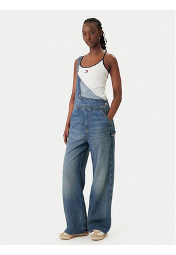 Tommy Jeans Top DW0DW22261 Biały Slim Fit. Kolor: biały. Materiał: bawełna