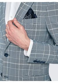 Pako Lorente - PAKO LORENTE – Niebieska marynarka garniturowa w kratę. Okazja: na wesele, na ślub cywilny. Kolor: niebieski. Styl: boho #9