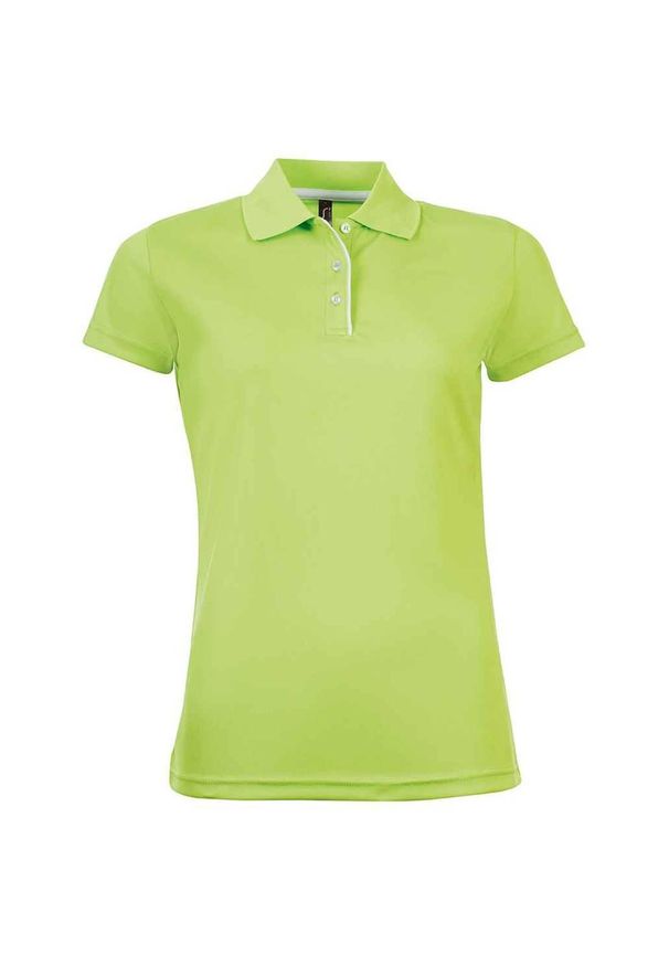 SOL'S - Damska Sportowa Koszulka Polo Performer. Typ kołnierza: polo. Kolor: zielony. Styl: sportowy