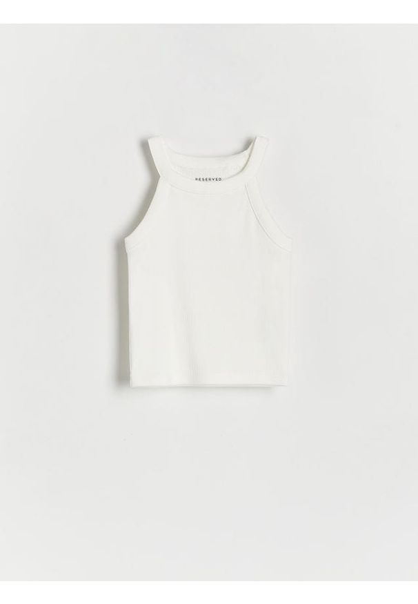 Reserved - Bawełniany top - złamana biel. Materiał: bawełna