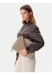 TOMMY HILFIGER - Tommy Hilfiger Torebka Casual Leather Shoulder Bag Sued AW0AW18201 Beżowy. Kolor: beżowy. Materiał: skórzane, zamszowe. Styl: casual #5