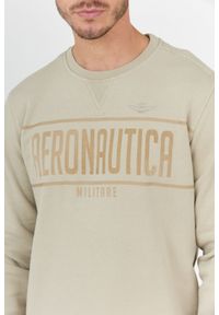 Aeronautica Militare - AERONAUTICA MILITARE Beżowa bluza męska z aksamitnym logo. Kolor: beżowy