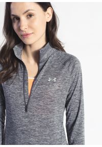 Under Armour - Bluza damska szara UNDER ARMOUR TECH 1/2 ZIP - TWIST. Typ kołnierza: kołnierzyk stójkowy. Kolor: szary. Materiał: materiał, tkanina. Długość rękawa: raglanowy rękaw #3