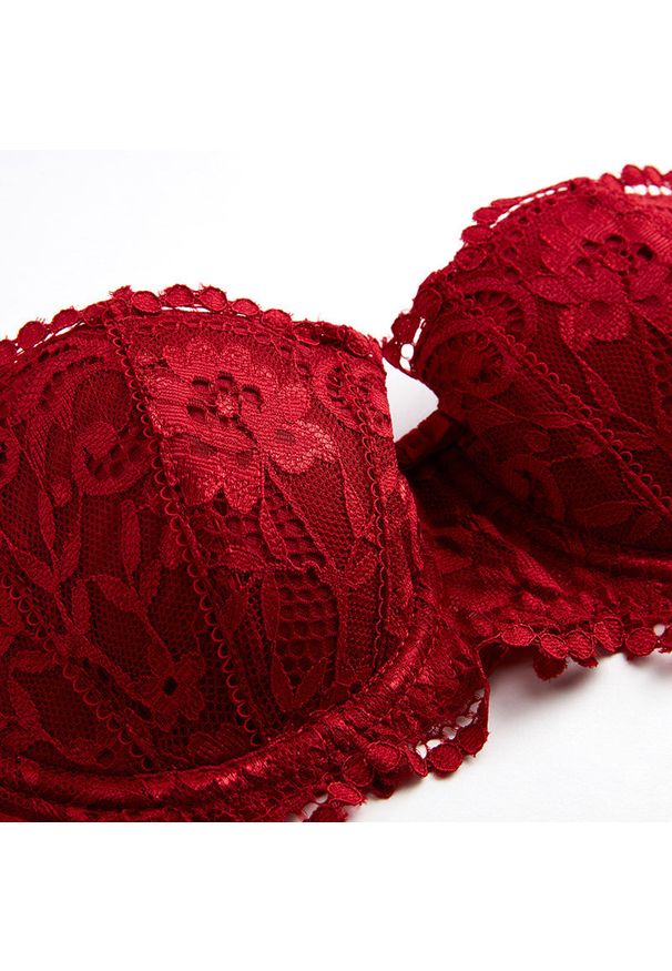 Intica - Biustonosz push-up z koronką i majtki komplet bielizny Dujka. Kolor: biały. Materiał: koronka. Wzór: koronka
