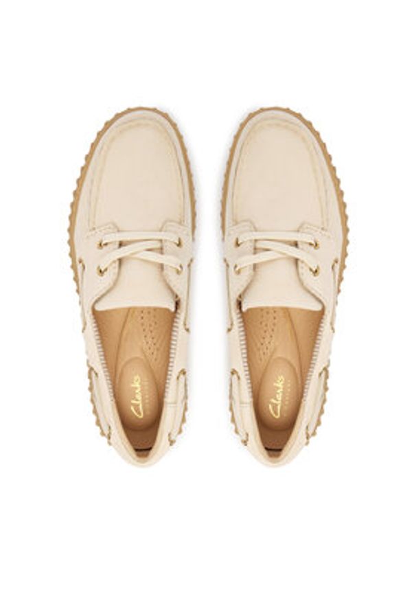 Clarks Półbuty Torhill Boat 26186302 Écru. Kolor: kremowy. Materiał: nubuk, skóra