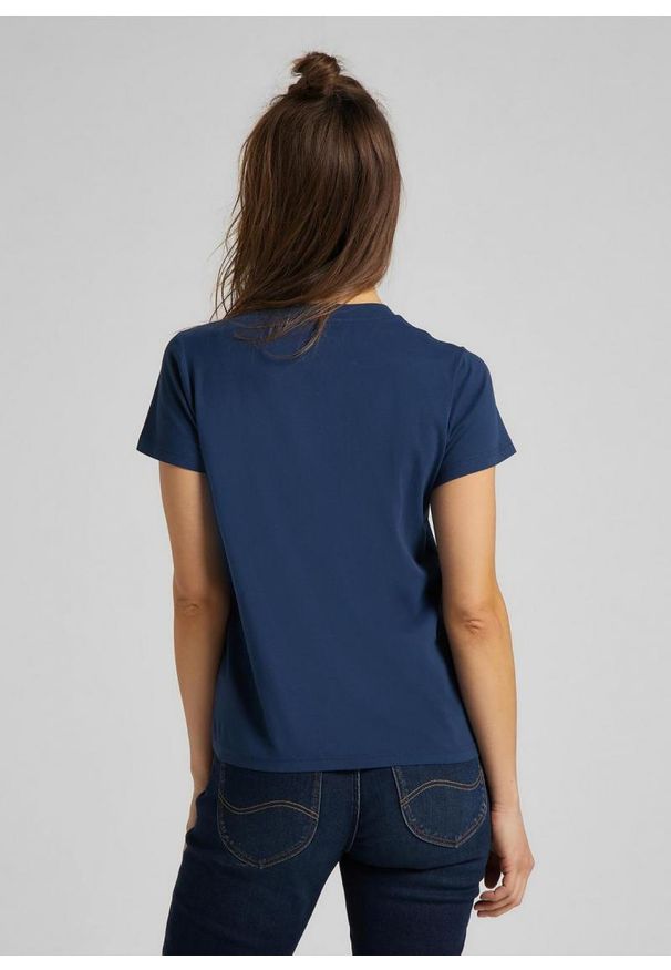 Lee - LEE CREW NECK TEE DAMSKI T-SHIRT WASHED BLUE L44OYGLR 112109939