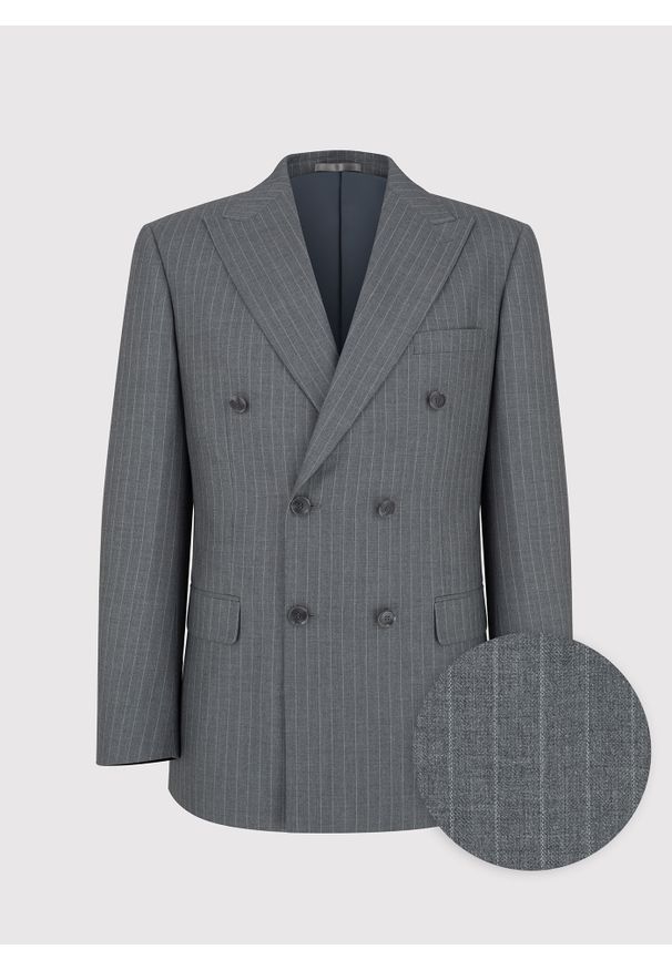 Pako Lorente - PAKO LORENTE – Szara marynarka garniturowa w prążek. Kolor: szary. Materiał: poliester, wiskoza. Wzór: prążki