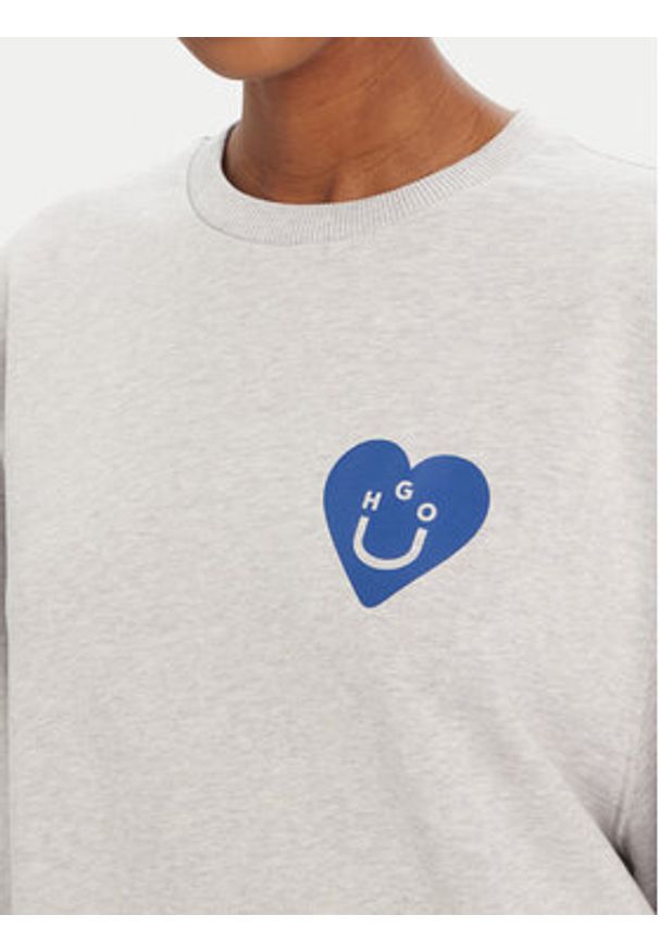Hugo - HUGO Bluza 50545052 Szary Oversize. Kolor: szary. Materiał: bawełna
