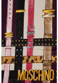 MOSCHINO - Moschino apaszka jedwabna kolor fioletowy wzorzysta. Kolor: fioletowy. Materiał: jedwab #3