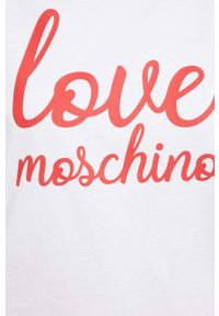 Love Moschino t-shirt bawełniany kolor biały. Kolor: biały. Materiał: bawełna. Wzór: nadruk #3