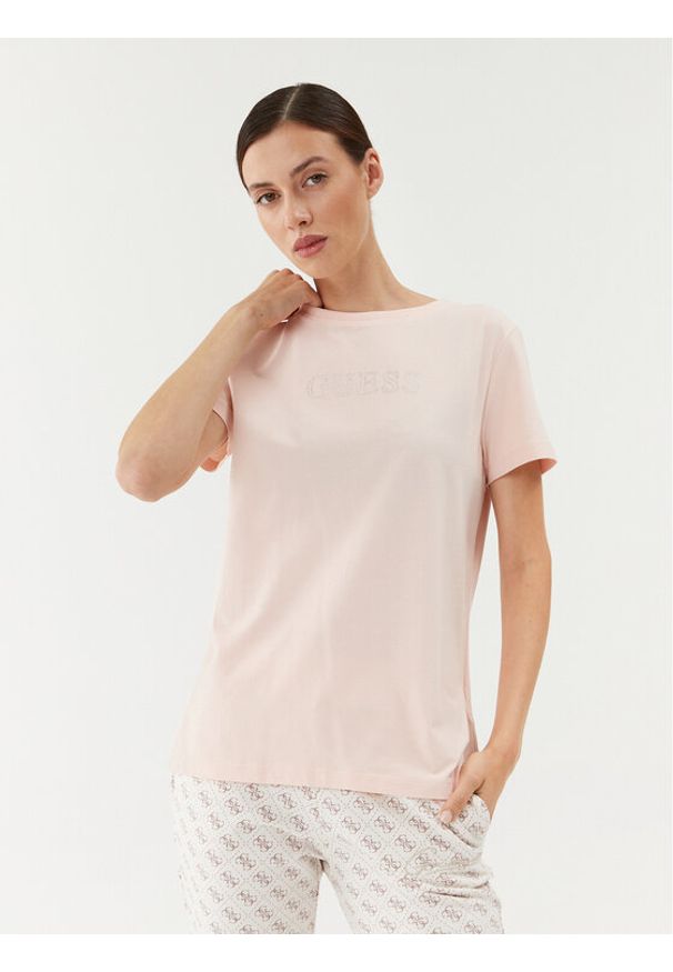 Guess T-Shirt V3BI11 J1314 Écru Regular Fit. Materiał: bawełna