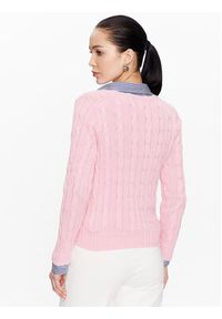 Polo Ralph Lauren Sweter 211891641004 Różowy Slim Fit. Typ kołnierza: polo. Kolor: różowy. Materiał: bawełna #3