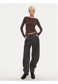 ROTATE Bluzka Zildu 113132573 Brązowy Regular Fit. Kolor: brązowy. Materiał: bawełna