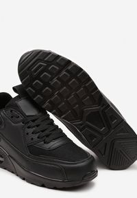 Born2be - Czarne Sneakersy z Podeszwą Typu Air z Ekoskóry Sznurowane Ozarae. Nosek buta: okrągły. Zapięcie: sznurówki. Kolor: czarny. Materiał: materiał. Obcas: na obcasie. Wysokość obcasa: niski #3