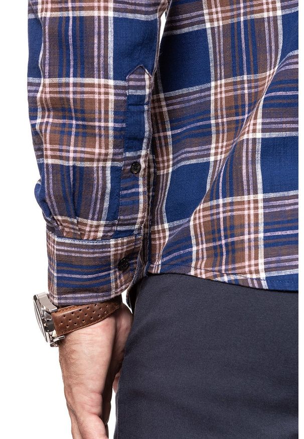 Wrangler - KOSZULA WRANGLER LS 1PKT SHIRT BLUE DEPTHS W5760OPJY 112129453. Wzór: kratka