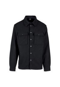 Urban Classics - Męska Gładka Koszulka Typu Overshirt. Kolor: czarny. Wzór: gładki #1