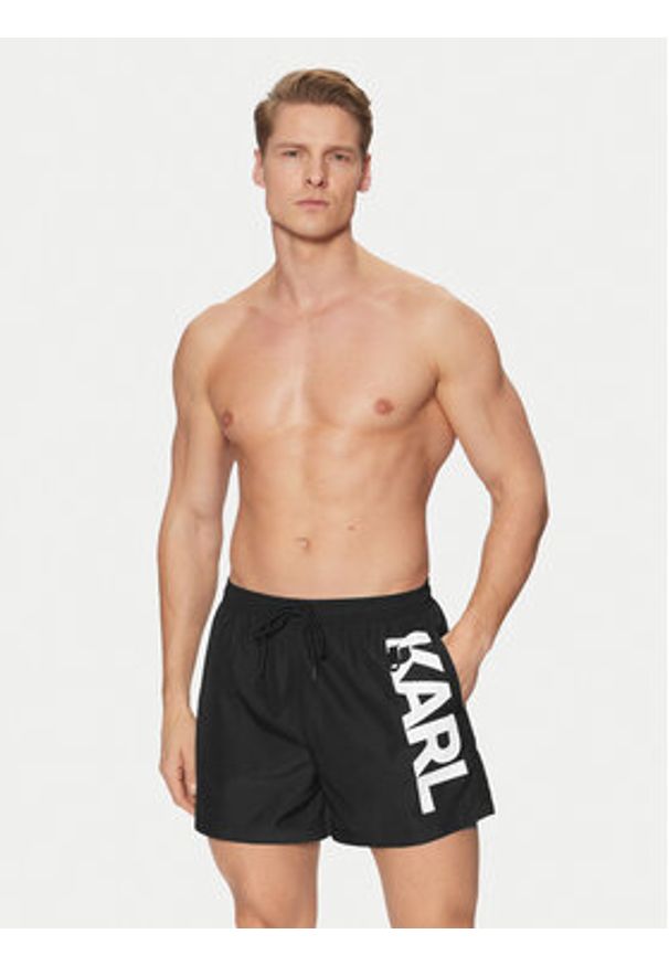 Karl Lagerfeld - KARL LAGERFELD Szorty kąpielowe A1M46013 Czarny Regular Fit. Kolor: czarny. Materiał: syntetyk